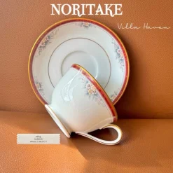 NORITAKE 100%New - Villa Hevan - 01 Set Trà Chiều Khắc Nổi Thủ Công Viền Mạ Vàng Đẹp Tinh Tế Sang Trọng