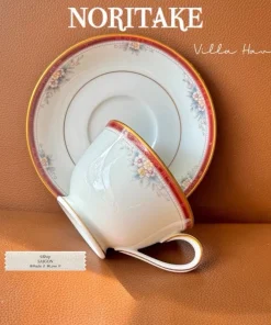 NORITAKE 100%New - Villa Hevan - 01 Set Trà Chiều Khắc Nổi Thủ Công Viền Mạ Vàng Đẹp Tinh Tế Sang Trọng