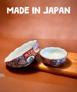 [Hàng Hiếm Japan 100% New] Combo 1 Chén Cơm + 1 Chén Chấm Ngũ Sắc Vẽ Tay Thượng Phẩm