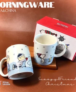 CORNINGWARE USA&CHINA - Snoopy Christmas - Combo 02 Ly Có Quai Siêu Cute 325ml