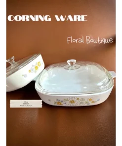 [Hiếm] Vintage Corning Ware - Floral Bouquet - 01 Nồi Thuỷ Tinh Chống Sốc Nhiệt 1.5L