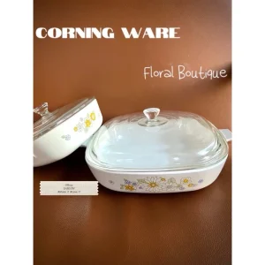 [Hiếm] Vintage Corning Ware - Floral Bouquet - 01 Nồi Thuỷ Tinh Chống Sốc Nhiệt 1.5L