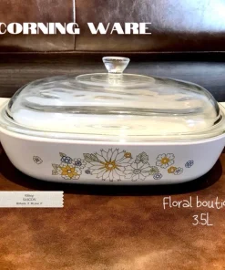 [Hiếm] Vintage Corning Ware - Floral Bouquet - 01 Nồi Thuỷ Tinh Chống Sốc Nhiệt 3.5L [Hàng Trưng Bày]