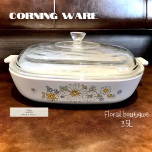 [Hiếm] Vintage Corning Ware - Floral Bouquet - 01 Nồi Thuỷ Tinh Chống Sốc Nhiệt 3.5L [Hàng Trưng Bày]