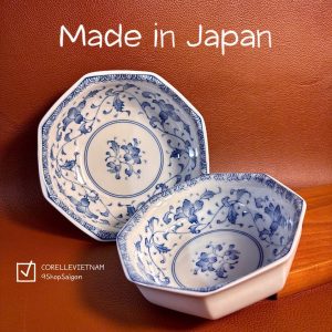 [Hàng Hiếm Japan 100% New] Combo 02 Chiếc Tô Lớn + Nhỏ Bát Giác Cao Cấp Lam Hoa