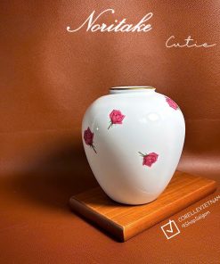 NORITAKE 100%New - Cutie - 01 Bình Hoa Vẽ Tay Viền Mạ Vàng Rất Đẹp 18cm