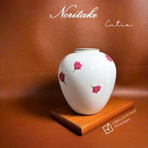 NORITAKE 100%New - Cutie - 01 Bình Hoa Vẽ Tay Viền Mạ Vàng Rất Đẹp 18cm