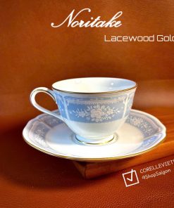 NORITAKE 100%New - Lacewood Gold - 01 Set Trà Chiều Lam Anh Kim Diệp Vân Nổi Viền Vàng
