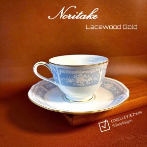 NORITAKE 100%New - Lacewood Gold - 01 Set Trà Chiều Lam Anh Kim Diệp Vân Nổi Viền Vàng