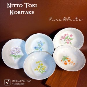 [Hàng Hiệu Japan 100%] NITTO TOKI - 05 Chiếc Dĩa Lòng Sâu Chất Men Thượng Hạng 15cm Hoa Nhí
