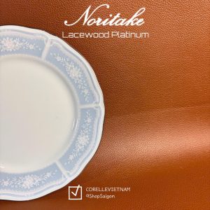 NORITAKE 100%New - Lacewood Platinum - Combo 02 Dĩa Lam Anh Ngân Diệp Vân Nổi Viền Bạch Kim
