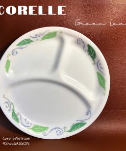 Corelle USA - 01 Dĩa Chia Thức Ăn 3 Ngăn - Green Leaf 26cm
