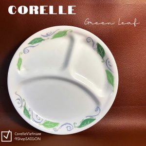 Corelle USA - 01 Dĩa Chia Thức Ăn 3 Ngăn - Green Leaf 26cm