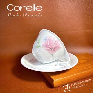 Corelle USA Logo 1970s - Pink Floral - 01 Set Trà Chiều Bằng Thuỷ Tinh Vitrelle Độc Quyền