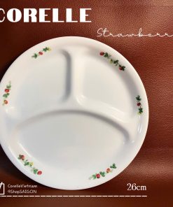 Corelle USA - 01 Dĩa Chia Thức Ăn 3 Ngăn - Strawberry 26cm