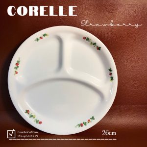 Corelle USA - 01 Dĩa Chia Thức Ăn 3 Ngăn - Strawberry 26cm