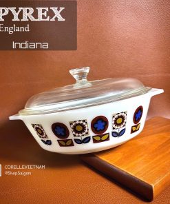 [Hiếm] PYREX England - Indiana - 01 Nồi Thuỷ Tinh Thượng Hạng Chịu Sốc Nhiệt Hoa Hướng Dương 1.2L