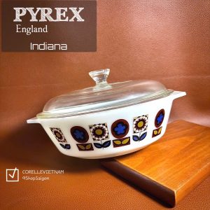 [Hiếm] PYREX England - Indiana - 01 Nồi Thuỷ Tinh Thượng Hạng Chịu Sốc Nhiệt Hoa Hướng Dương 1.2L