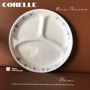 Corelle USA - 01 Dĩa Chia Thức Ăn 3 Ngăn - Blue Flowers 26cm