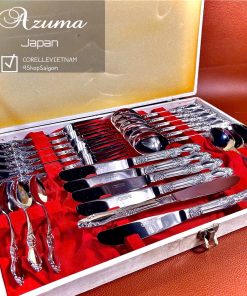 [Hàng Hiệu Japan 100%New] - AZUMA -  Full 24 Món Dao Muỗng Nĩa Phiên Bản Giới Hạn - Hồng Dập Nổi
