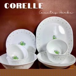 Corelle USA - Country Herbs - Full 12 Món Tô Chén Dĩa Đồng Thảo [Tặng 01 Khay 3 Ngăn 26cm]