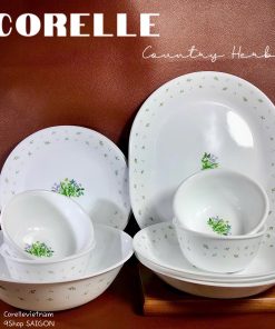 Corelle USA - Country Herbs - Full 12 Món Tô Chén Dĩa Đồng Thảo [Tặng 01 Khay 3 Ngăn 26cm]