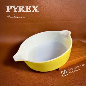 [Hiếm] PYREX USA - Yelow - 01 Thố/ Khay Bánh Thuỷ Tinh Thượng Hạng Chịu Sốc Nhiệt Vàng Hoe