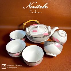 NORITAKE 100%New - Fuko - Full Bộ Ấm + Chén Trà Bằng Sứ Xương Từ Nghệ Nhân