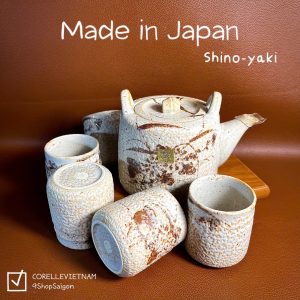 [Hàng Hiếm Japan 100% New] Full Bộ Ấm Trà + 5 Cốc Trà Phong Cách Shino-Yaki Trứ Danh