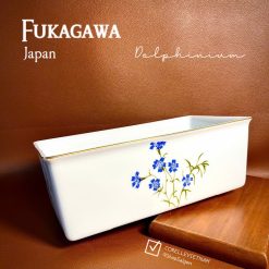 Hàng Hiệu Japan 100%New] FUKAGAWA - Delphinium - 01 Chiếc Khay/hộp Bằng Sứ Cao Cấp [Hàng Trưng Bày]
