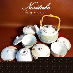 NORITAKE 100%New - Saganoji - Full Bộ Ấm + Chén Trà Bằng Sứ Xương Từ Nghệ Nhân