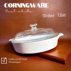 [Hiếm] Corning Ware - Just White - 01 Chiếc Chảo Nồi Bằng Thuỷ Tinh Chịu Sốc Nhiệt