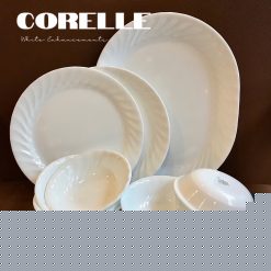 Corelle USA - Enhancements White - Combo 09 Món Tô Dĩa Trắng Gợn Sóng