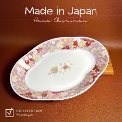 [Hàng Hiếm Japan 100% New] Hana Chirimen -  01 Chiếc Dĩa Oval Vẽ Hoa Gấm 26.5cm