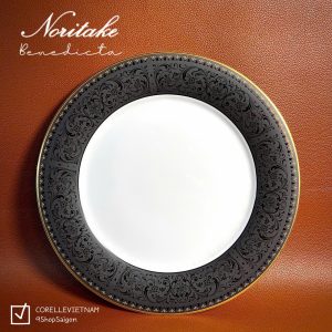 NORITAKE 100%New - Benedicta - 01 Dĩa Tròn Sứ Trắng Khắc Nổi Thủ Công Sang Trọng 26.5cm