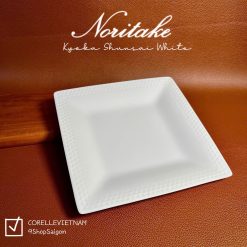 NORITAKE - Kyoka Shunsai White -  01 Dĩa Vuông Trắng Sứ Xương Thấu Quang 18.2cm