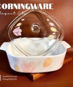 CorningWare - Elegant City - Full Bộ Nồi Thuỷ Tinh Vuông Hoa Tulip 2.0Lit