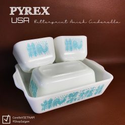 [Hiếm] PYREX USA - Butterprint Amish Cinderella - Combo 4 Chiếc Khuôn/ Khay Thuỷ Tinh Thượng Hạng