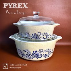 [Hiếm] PYREX USA - Paisley - Combo 02 + 02 Nắp Nồi Thuỷ Tinh Thượng Hạng Chịu Sốc Nhiệt 