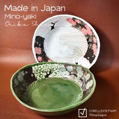 [Japan Limited 100%New] Oribe Shunju - 02 Chiếc Thố/ Tô/ Bát Oval Khắc Vẽ Tay Phong Cách Minoyaki