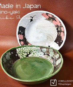 [Japan Limited 100%New] Oribe Shunju - 02 Chiếc Thố/ Tô/ Bát Oval Khắc Vẽ Tay Phong Cách Minoyaki