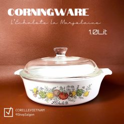 [Hiếm] Corning Ware - L’Echalote La Marjolaine - 01 Nồi Tròn Bằng Thuỷ Tinh Chịu Sốc Nhiệt 1.0Lit