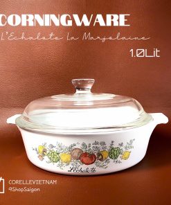 [Hiếm] Corning Ware - L’Echalote La Marjolaine - 01 Nồi Tròn Bằng Thuỷ Tinh Chịu Sốc Nhiệt 1.0Lit