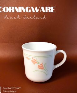 [Hiếm] CorningWare USA - Peach Garland - 01 Chiếc Cốc/ Ly Bằng Sứ Chịu Sốc Nhiệt Hoa Đào