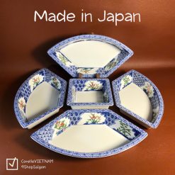 [Hàng Hiếm Japan 100% New] Full Bộ Khay Đựng Thực Phẩm Ngũ Sắc Hoạ Tiết Mai Lan Cúc Trúc 37cm