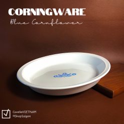 [Hiếm] CorningWare - Blue CornFlower - 01 Khay/Đĩa Lòng Sâu Nướng Bánh Bằng Thuỷ Tinh Chịu Sốc Nhiệt