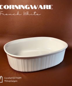 CorningWare - French White - Full Bộ Nồi Hầm/ Khuôn Nướng Thuỷ Tinh Hình Oval 1.8L
