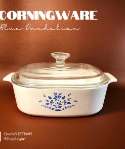 CorningWare - Blue Dandelion - 01 Nồi Thuỷ Tinh Vuông Thuỷ Tinh Thượng Hạng 