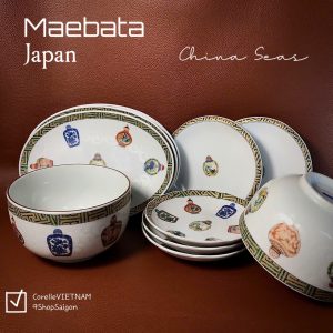 [Hàng Hiệu Japan 100% New] Maebata - China Seas - 01 Chiếc Tô/ Dĩa Ngũ Sắc Vân Nổi