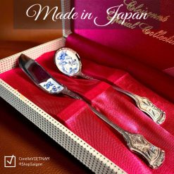 Hàng Hiêu Japan 100%New - Combo 01 Muỗng Mứt + 01 Dao Phết Bơ Kỹ Thuật Phủ Bạc Thất Bảo